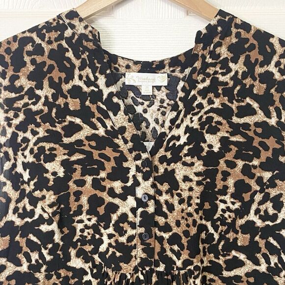 Suzanne Betro Tunic Top Half Placket Bib Sleeveless Lightweight Animal Size 2X - Picture 4 of 10